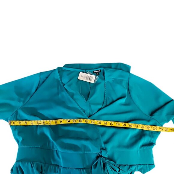 Torrid Teal Length Studio Refined Woven Surplice Dress, Plus Size, V-Neck, 2X - Picture 6 of 8